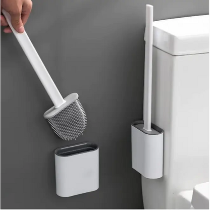 Brosse de toilette en silicone avec patch mural